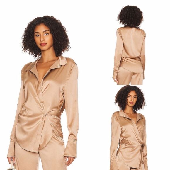 SER.O.YA Karry Silk Side Fasten Blouse in Natural Beige Size L - Picture 12 of 12